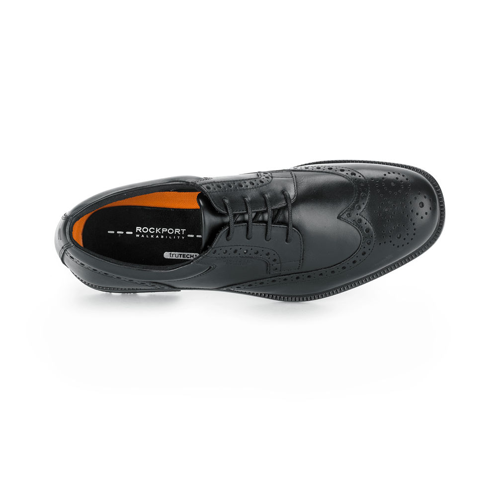 Sapatos Sociais Rockport Homem Pretas - Essential Details Waterproof Wingtip - 87162IECH